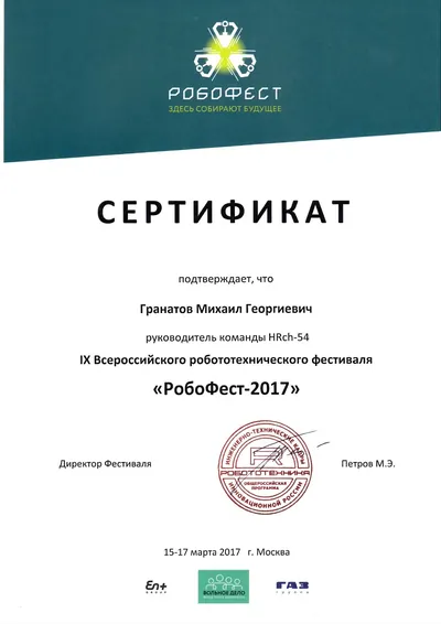 Скан награды: Робофест, 9 из 23