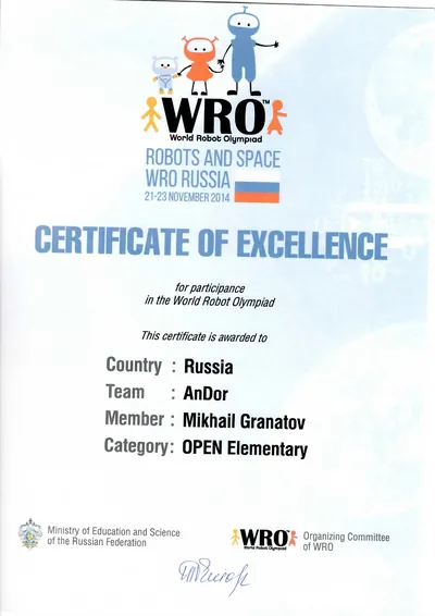 Скан награды: WRO, 13 из 18